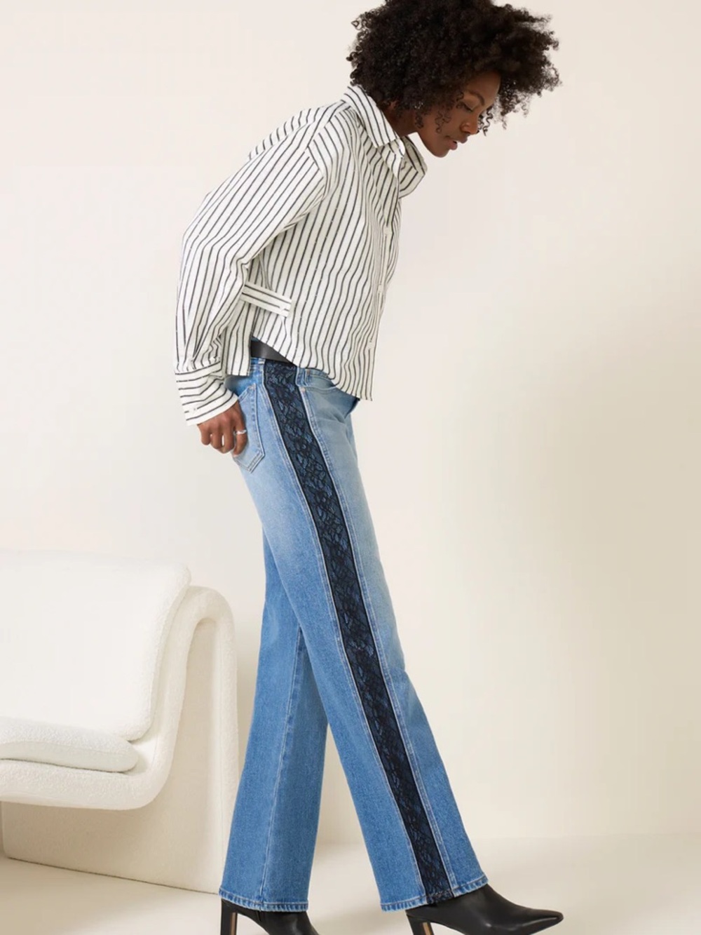 Evereve lace inset wide leg jeans